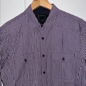 INC International Concepts Purple and White Casual Button Down Shirt